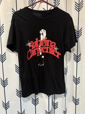 Black Short Sleeve Tee with Red Sabrina Carpenter Graphic